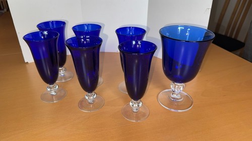 Set cobalt blue glass - of,